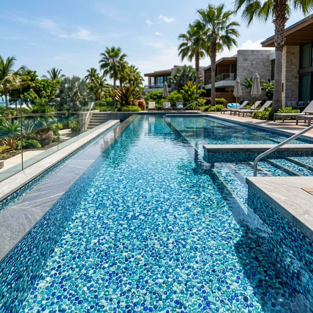 Glass Beads in Pool